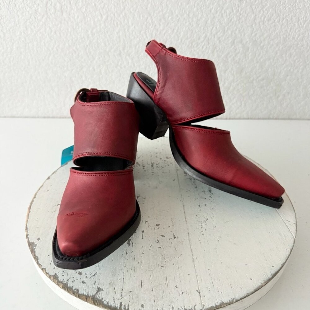 Lane Robin Mule Red Cowboy Boots Womens Western Short Ankle Snip Toe Size 5